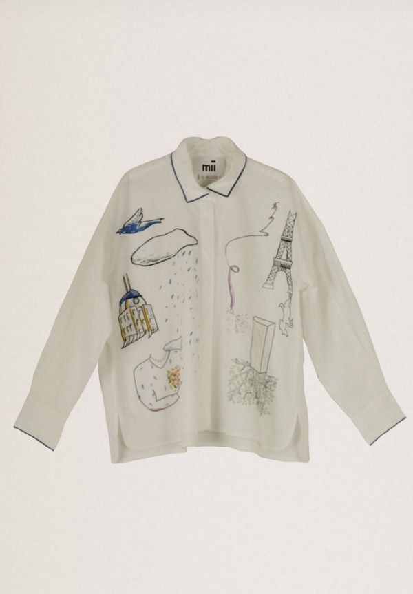 CAMISA GRETA PLACED EMBROIDERED